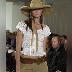 Ralph Lauren Collection Spring 2002 Eyelet Cotton Crop Top 2 Runway Western Boho